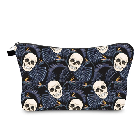 Gothische Schedel Tropische Bloem Print Make-up Tas Waterdicht Polyester Cosmetische Tas Reizen Toiletartikelen Opbergtas