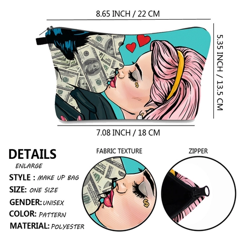 Pop Art Frau Druck Kulturtasche Wasserabweisend Polyester Kosmetik Aufbewahrungstasche Reise Waschbeutel Für Damen