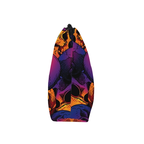 Fashion Gradient Skull Print Makeup Bag Polyester Waterproof Travel Toiletry Storage Pouch For Women Punk Style Cosmetic Case
