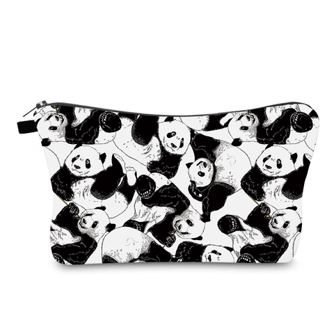 Bolsa de Maquillaje Impermeable para Mujer Portátil Estampado de Panda Viaje Bolsa de Almacenamiento Neceser de Poliéster