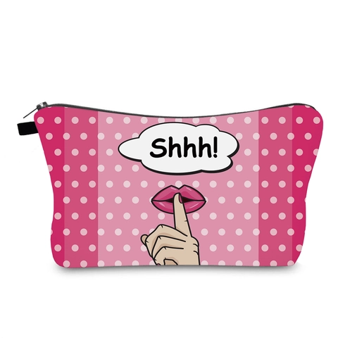 Wasserdicht Polyester Kosmetiktasche Rosa Punktmuster Pop Art Druck Reisen Toilettenartikel Organisator Tragbare Reißverschluss Tasche Damen