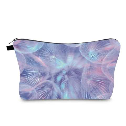 Waterproof Polyester Makeup Bag With Dandelion Print Portable Travel Toiletry Storage Bag For Women Purple Gradient Case