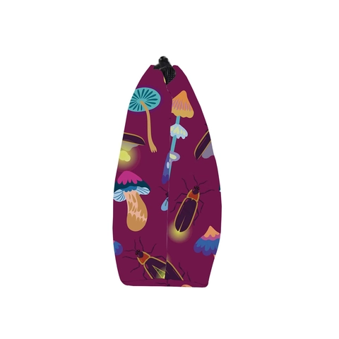Waterproof Polyester Mushroom Pattern Makeup Bag Portable Travel Cosmetic Storage Pouch Zippered Wash Bag For Women