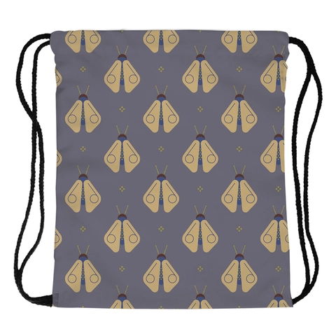 Sac à Dos Décontracté pour Femmes à Cordon en Polyester Impression Numérique Papillon de Nuit Léger Portable Voyage Plein Air