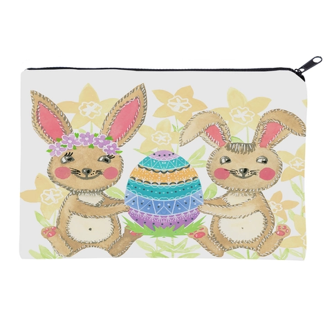 Easter Bunny Rabbit Egg Printed Makeup Bag Polyester Travel Toiletry Storage Pouch Zipper Cosmetic Bag For Women Girls