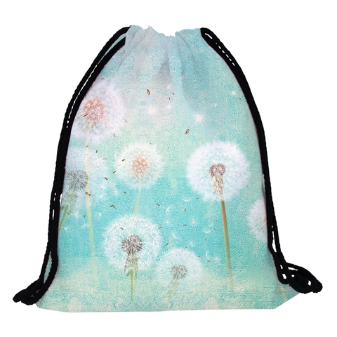 Damen Rucksack Mit Kordelzug Polyester Löwenzahn Druck Wasserabweisender Sportbeutel Für Reisen Outdoor Freizeit Tasche