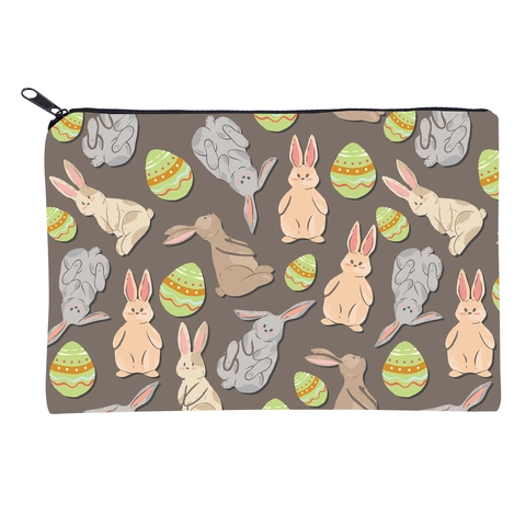 Trousse à Maquillage Motif Lapin de Pâques en Polyester Avec Fermeture Éclair Sac de Voyage Rangement Vintage pour Femme