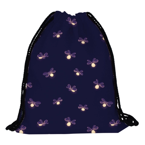 Vrouwen Draagbare Vuurvlieg Print Rugzak met Trekkoord Waterdicht Polyester Sport Gym Tas Outdoor Reizen Blauw