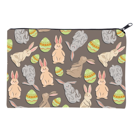 Trousse à Maquillage Motif Lapin de Pâques en Polyester Avec Fermeture Éclair Sac de Voyage Rangement Vintage pour Femme
