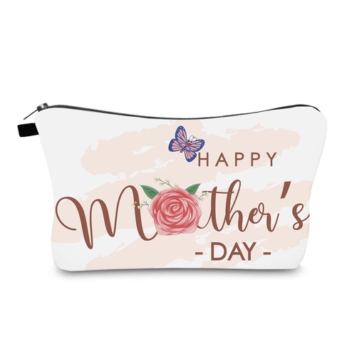Happy Mother's Day Makeup Bag Polyester Waterproof Portable Travel Cosmetic Storage Organizer Handbag For Women Gift
