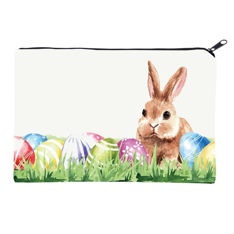 Easter Bunny Watercolor Print Makeup Bag Polyester Portable Travel Cosmetic Storage Pouch Festive Zip Pouch For Women Gift