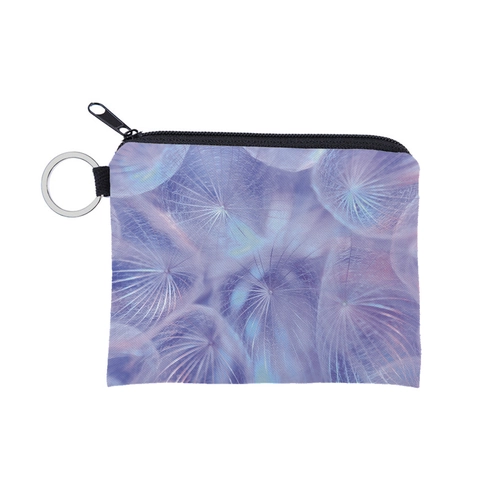 Porte-monnaie Portable en Polyester Avec Imprimé Pissenlit Imperméable Mini Sac de Rangement pour Femmes Clés Cartes Violet Petit