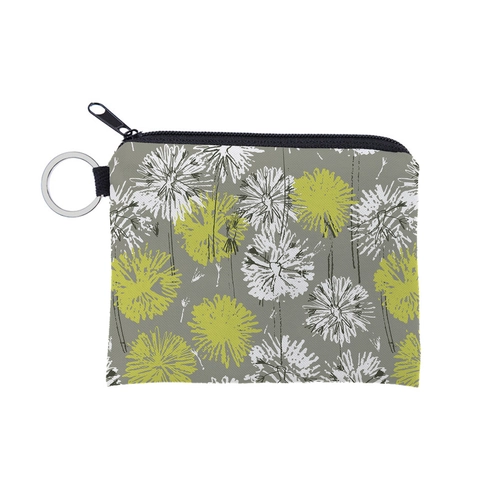 Tragbare Mini-Münzbörse Wasserdichtes Polyester Löwenzahn-Druck Reißverschlusstasche Schlüsselring Kartenhalter Für Damen Täglich Reisen Tasche