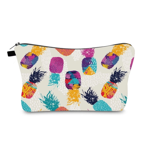 Bolsa de Cosméticos Impermeable con Estampado de Piña Organizador de Almacenamiento Portátil para Viaje Neceser con Cremallera Mujer