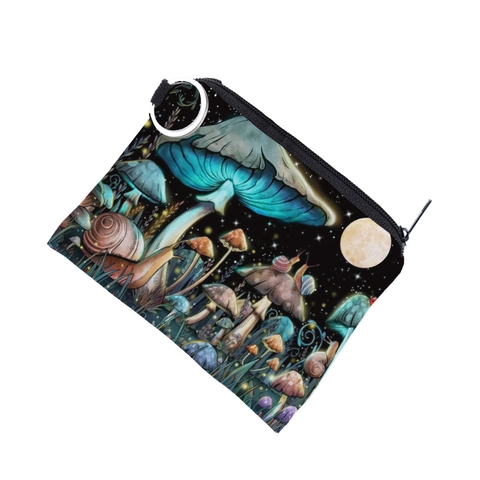 Porte-monnaie Imperméable en Polyester Imprimé Champignons Avec Fermeture Éclair Et Anneau Porte-clés Mini Pochette pour Femmes