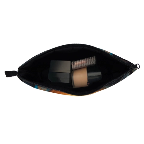 Women Portable Polyester Makeup Bag Artistic Cityscape Printed Travel Toiletry Storage Pouch Zippered Landscape Cosmetic Bag