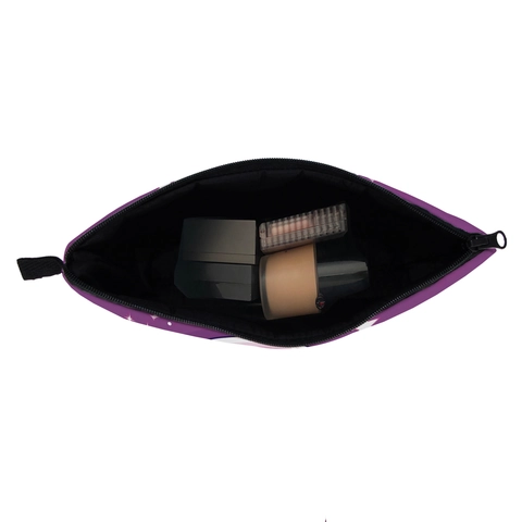 Dames Schattige Eenhoorn Print Draagbare Reis Make-uptas Polyester Waterdichte Cosmetische Opbergtas Paarse Toilettas Handtas