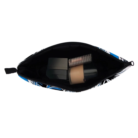 Women Tropical Floral Print Makeup Bag Portable Waterproof Polyester Travel Toiletry Storage Pouch Zipper Cosmetic Organizer