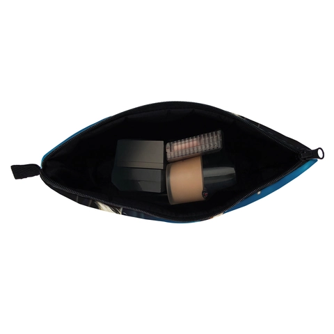 Trousse à Maquillage Portable pour Femmes Imprimé Yorkshire Terrier Ciel Étoilé Imperméable Polyester Pochette Cosmétique de Voyage