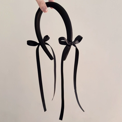 Cerchietto in Raso con Fiocco Stile Francese Elegante Balletcore con Nastri Lunghi Accessori per Capelli alla Moda per Donna