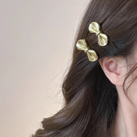 Minimalistischer Metall Schleife Haarclip Für Damen Zarte Legierung Schleifen Barrettes Klein Gold Silber Nahtlose Pony Clip Mode Haarschmuck
