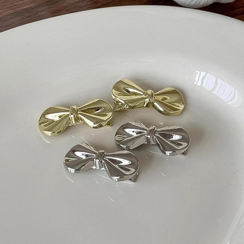 Minimalistischer Metall Schleife Haarclip Für Damen Zarte Legierung Schleifen Barrettes Klein Gold Silber Nahtlose Pony Clip Mode Haarschmuck