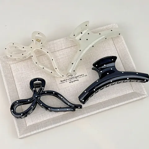 Elegante Polka Dot Haarklem Vintage Acetaat Strik Grote Haarklauw Voor Dames Haarspeld Styling Accessoires Dagelijks