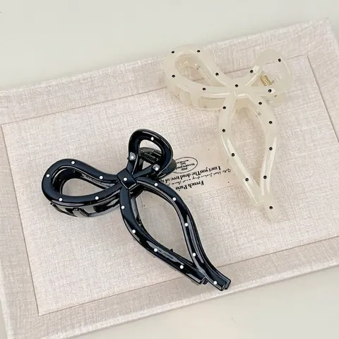 Elegante Polka Dot Haarklem Vintage Acetaat Strik Grote Haarklauw Voor Dames Haarspeld Styling Accessoires Dagelijks