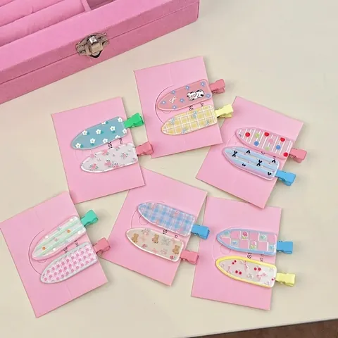 Sweet Floral Non-Trace Hair Clips For Women Korean Style Macaron Color Resin Duckbill Clips Cute Hair Accessories Jewelry