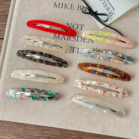 French Vintage Acetate Marble Pattern Hair Clip Women Bangs Geometric Hairpin Elegant Minimalist Hair Accessory For Girls