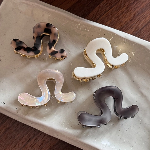 Pinza per Capelli Ondulata a S in Lega di Acetato Donna Piccola Pinza a Squalo Elegante Porta Coda di Cavallo Accessori Capelli