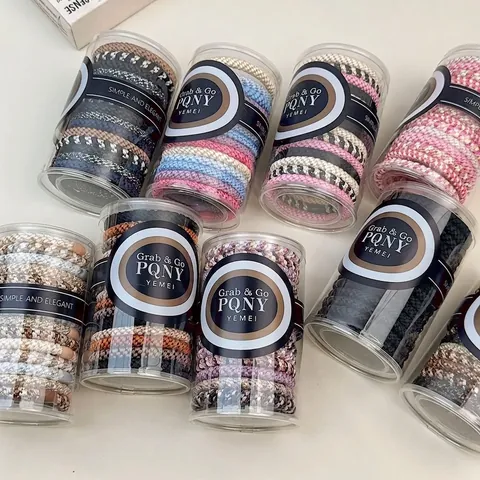 Set di 15 Elastici per Capelli Intrecciati da Donna Supporti per Coda di Cavallo ad Alta Elasticità in Cilindro Portatile