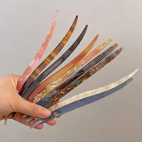 French Retro Acetate Hair Stick Handmade Marble Tortoiseshell Pattern Hair Fork Elegant Hair Pin For Women Hair Styling