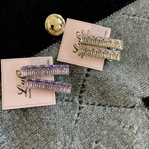 Fermaglio per Capelli a Becco d'Anatra Rettangolare in Strass Stile Coreano Per Donna In Lega di Cristallo Artificiale