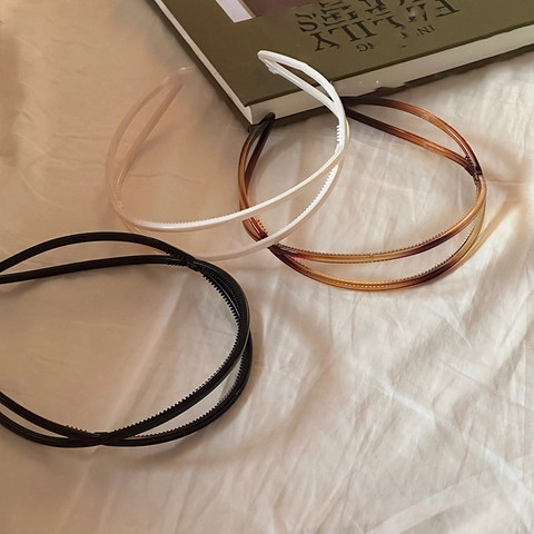 Koreanischer Stil Minimalistischer Acryl Haarreif Doppelschicht Kreuz Hohl Rutschfeste Zähne Schildpatt Elegante Haar Accessoires Damen