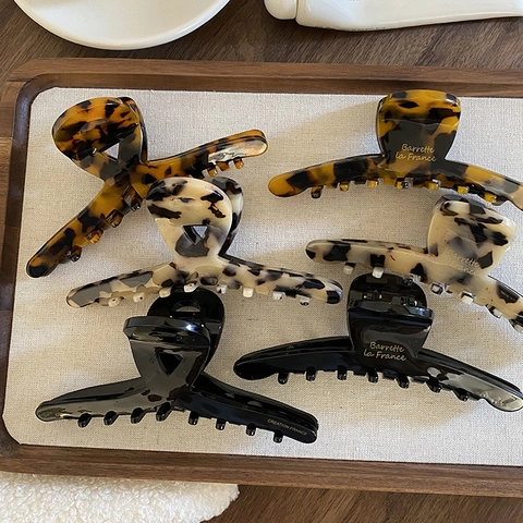 Pinze per Capelli Grandi in Acetato Vintage Francese Eleganti Mollette a Granchio Motivo Tartarugato Marmo per Accessori Acconciatura Donna