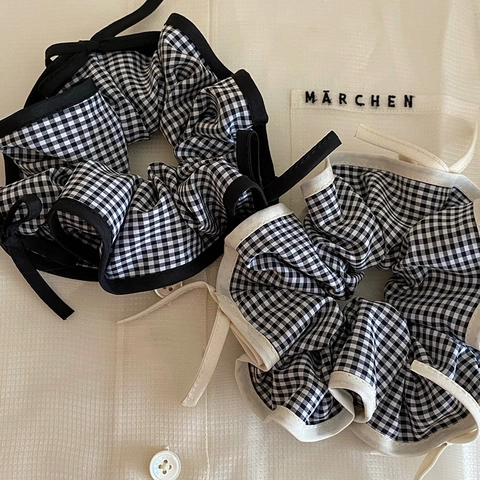 Elastici per Capelli in Tessuto a Quadri Vintage Coreano Con Fiocco Nastro Cerchietto per Capelli Gingham Donna