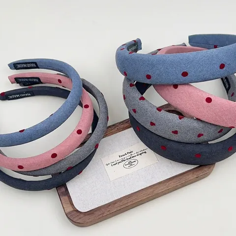 Cerchietto Imbottito a Pois Dolce Coreano Donna Nuova Moda in Tessuto Fascia per Capelli Imbottita in Spugna Fatto a Mano Vintage Accessori per Capelli