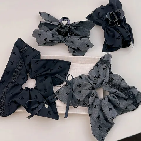 Fermaglio per Capelli Francese Vintage a Fiocco E Chouchou Oversize in Tessuto Pizzo Stampa a Fiocco Eleganti Accessori per Capelli Donna