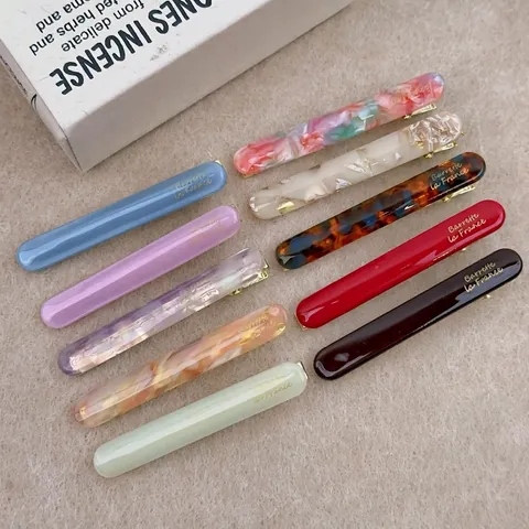 Korean Acetate Duckbill Hair Clip French Letter Print Marble Tortoise Pattern Hairpin For Women Fashion Styling Accessory