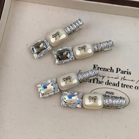 Franse Stijl Zirkonia Strik Haarclip Elegante Legering Strass Eendenbek Klem Voor Vrouwen Mode Haaraccessoires Cadeau
