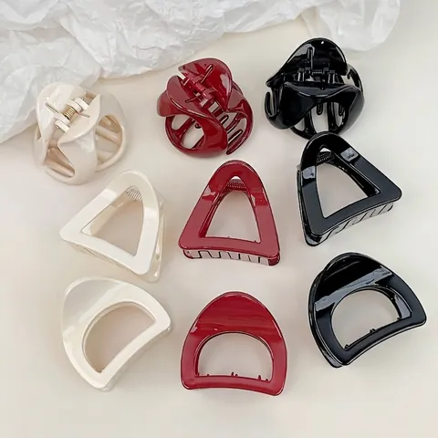 Minimalist Geometric Plastic Hair Claw Clips For Women Triangle Semicircle Solid Color Hair Styling Accessories Gift