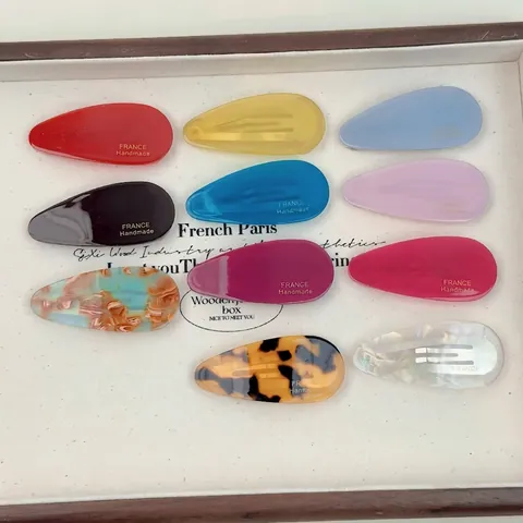 Korean Acetate Teardrop Hair Clip For Women Colorful Candy Color Small BB Hairpin Triangle Bangs Clip Handmade Hair Accessory