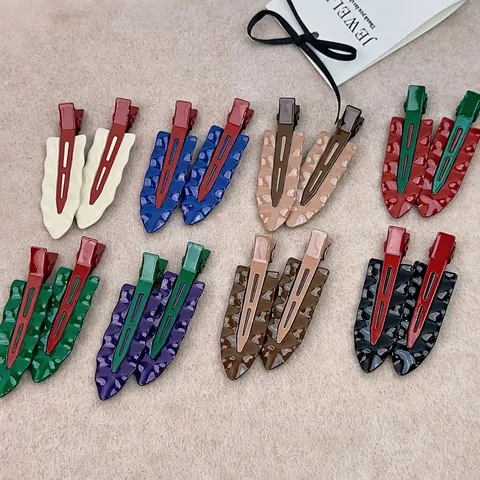 Korean Style Wave Pattern Metal Hair Clip Retro Contrast Color No Trace Side Clip For Women Hair Accessories