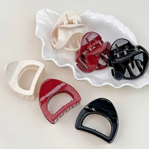 Minimalist Geometric Plastic Hair Claw Clips For Women Triangle Semicircle Solid Color Hair Styling Accessories Gift