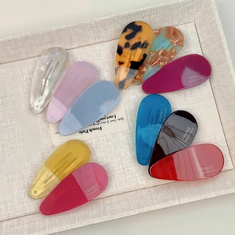 Korean Acetate Teardrop Hair Clip For Women Colorful Candy Color Small BB Hairpin Triangle Bangs Clip Handmade Hair Accessory