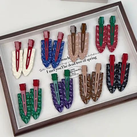 Korean Style Wave Pattern Metal Hair Clip Retro Contrast Color No Trace Side Clip For Women Hair Accessories
