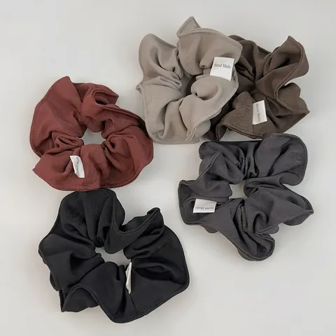 Coleteros de Tela de Traje Estilo Francés Etiqueta Hecha a Mano Simple Color Sólido Gomas Elásticas para el Pelo Mujer