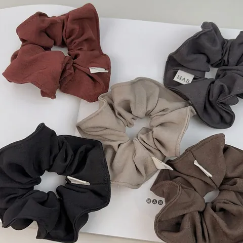 Coleteros de Tela de Traje Estilo Francés Etiqueta Hecha a Mano Simple Color Sólido Gomas Elásticas para el Pelo Mujer