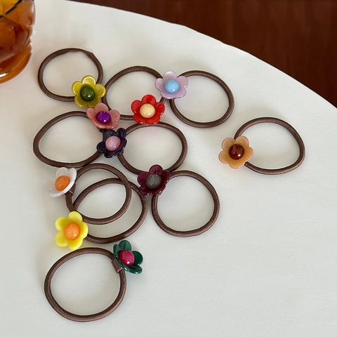 Dolci e Simpatici Elastici per Capelli Floreali per Donne Ragazze Stile Coreano Fiore in Resina Elastici per Capelli Accessori
